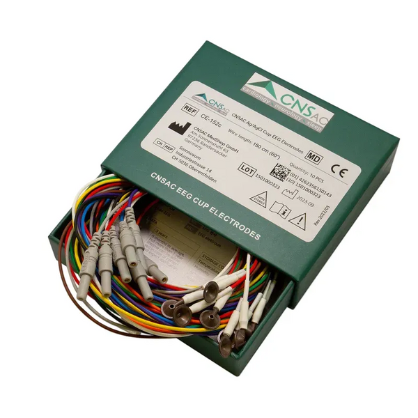 Elettrodi a coppa CNSAC in argento/cloruro d'argento (Ag/AgCl), cavo da 150 cm, 10 pezzi